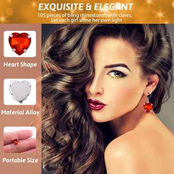 PAGOW 105Pcs Sew On Rhinestones Heart Buttons, 10mm Crystal Heart Rhinestones Flatback with Silver P...