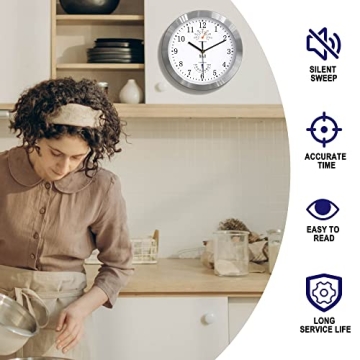 HITO 10 Inch Silent Wall Clock with Thermometer & Hygrometer
