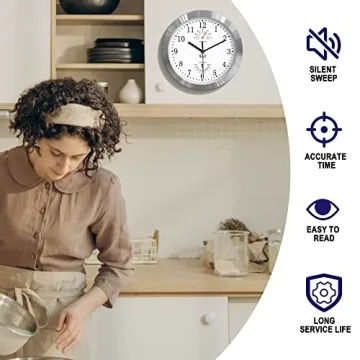 HITO 10 Inch Silent Wall Clock with Thermometer & Hygrometer