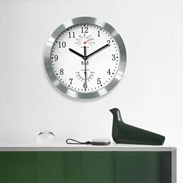 HITO 10 Inch Silent Wall Clock with Thermometer & Hygrometer