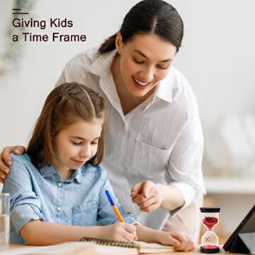 Sand Timer, Hourglass Sand Timers Colorful 1/3/5/10/15/30 Minutes Sandglass Timer with Protective Cover for Classroom Home Office Cooking (Pack of 6) Multicolor