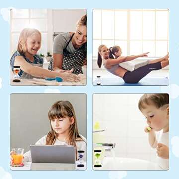 Sand Timer, Hourglass Sand Timers Colorful 1/3/5/10/15/30 Minutes Sandglass Timer with Protective Cover for Classroom Home Office Cooking (Pack of 6) Multicolor