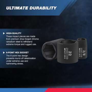 Neiko 02447A 1/2" Drive Master Impact Socket Set, 32 Piece Shallow Socket Assortment | Standard SAE (3/8-Inch to 1-1/4-Inch) and Metric (10-32 mm) Sizes | Cr-V Steel