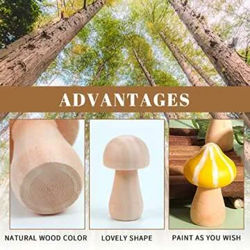 Unfinished Wooden Mushrooms for DIY Crafts & Home Decor