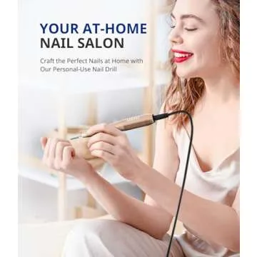 AIRSEE Electric Nail Drill, Portable USB Nail EFile Machine for Beginners, Nail File Manicure Pedicure Dremel Kit with 6 Bits 26 Sanding Bands for Home Acrylic Gel Nails Polishing DIY Gold N14