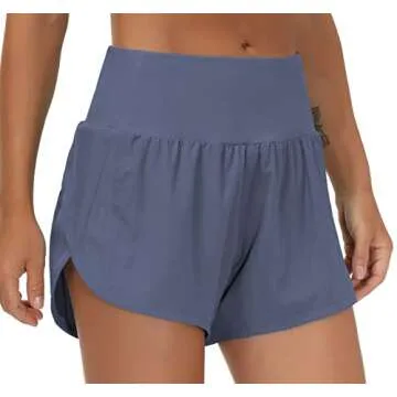 THE GYM PEOPLE High Waisted Running Shorts - Quick Dry Athletic Comfort with Pockets