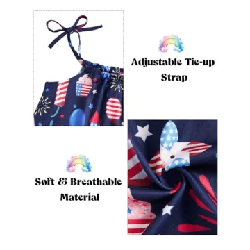 Lindanina 4Th of July Toddler Girls Romper with Headband