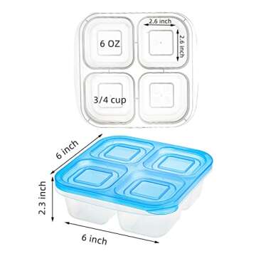 AVLA 10 Pack Bento Snack Boxes, Reusable Meal Prep Containers, 4-Compartment To Go Bento Lunch Boxes...