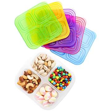 AVLA 10 Pack Bento Snack Boxes, Reusable Meal Prep Containers, 4-Compartment To Go Bento Lunch Boxes, Stackable Divided Food Storage Containers for Work and Travel