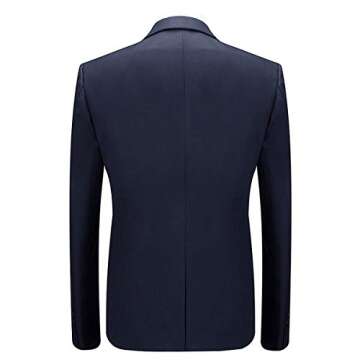 Cloudstyle Men's 3-Piece Suit One Button Slim Fit Solid Color Jacket Smart Wedding Formal Suit Navy