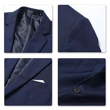Cloudstyle Men's 3-Piece Suit One Button Slim Fit Solid Color Jacket Smart Wedding Formal Suit Navy