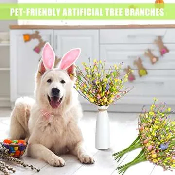 8 Pcs Artificial Easter Stems Spring Colorful Berry Picks Berry Stems with Easter Eggs or Carrots Fake Picks Easter Decor for Floral Arrangement Home Centerpiece Vase Windowsill Decor (Berries Style)