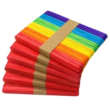 WISYOK 240 Pcs Colored Popsicle Sticks for Crafts, 4.5 Inch Colored Wooden Craft Sticks, Ice Cream S...