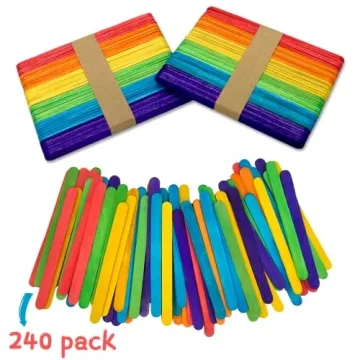 WISYOK 240 Pcs Colored Popsicle Sticks for Creative Crafts
