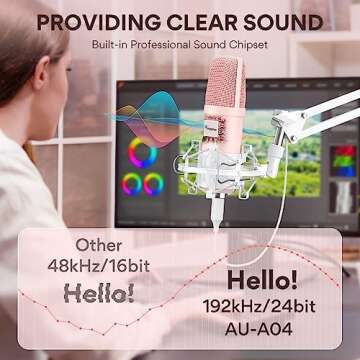 MAONO USB Microphone, 192kHz/24bit Plug & Play PC Computer Podcast Condenser Cardioid Metal Mic Kit ...