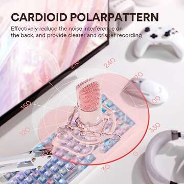 MAONO USB Microphone, 192kHz/24bit Plug & Play PC Computer Podcast Condenser Cardioid Metal Mic Kit with Professional Sound Chipset for Recording, Gaming, Singing, YouTube, AU-A04 Pink