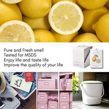 MYARO 12 Packs Lemon Scented Sachets for Drawer and Closet Air Freshener, Long-Lasting Sachets Bags ...