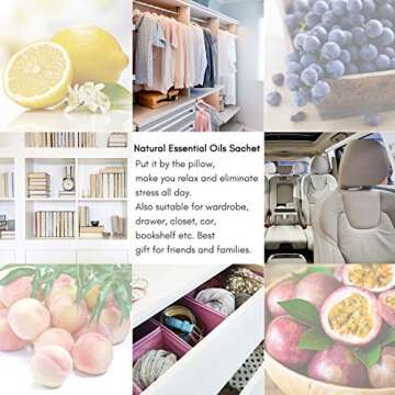 MYARO 12 Packs Lemon Scented Sachets for Drawer and Closet Air Freshener, Long-Lasting Sachets Bags Drawer deodorizers Fresh Scents, Home Fragrance for Lover