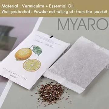 MYARO 12 Packs Lemon Scented Sachets for Drawer and Closet Air Freshener, Long-Lasting Sachets Bags Drawer deodorizers Fresh Scents, Home Fragrance for Lover