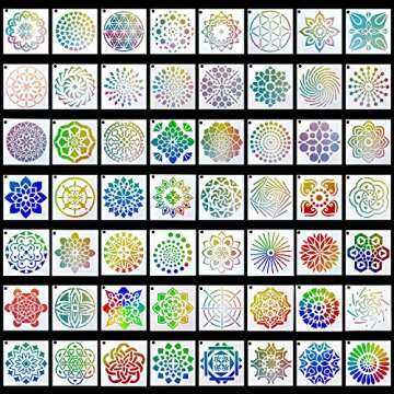 Augshy Mandala Stencils, 56 Pack Mandala Dot Painting Stencils for DIY Rock Art Projects on Wood Fur...