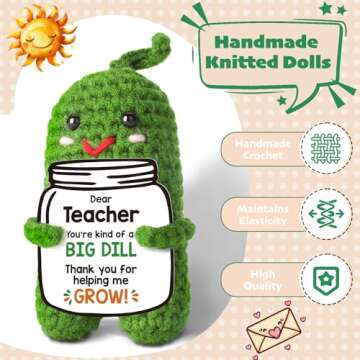 Cute Crochet Pickle Plush for Teacher Gifts