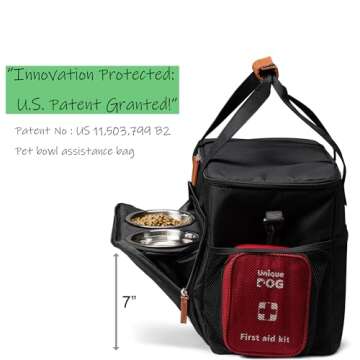 Unique Dog Travel Bag - Dog Traveling Luggage Set for Dogs Accessories - Include Pet First Aid Bag w...