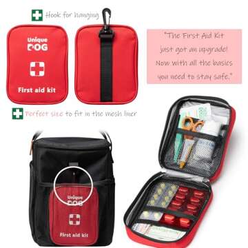 Unique Dog Travel Bag - Dog Traveling Luggage Set for Dogs Accessories - Include Pet First Aid Bag with Case Tags, Elevated Bowl Stand, 2X Food Storage Containers, 2X Dog Stainless Steel Bowls.