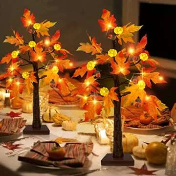 Prelit Fall Maple Trees - Perfect for Thanksgiving & Halloween