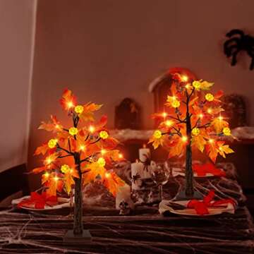 Prelit Fall Maple Trees - Perfect for Thanksgiving & Halloween