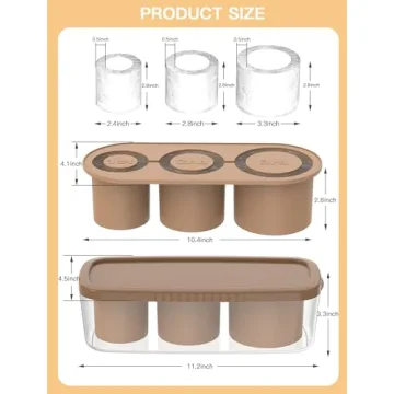Ice Cube Tray for Tumbler Cup 30Oz-40Oz, 3 Pcs Silicone Cylinder Ice Mold with Lid and Bin for Freezer, Easy Fill and Release Ice Maker for Whiskey, Cocktail BPA-Free