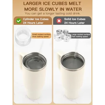 Ice Cube Tray for Tumbler Cup 30Oz-40Oz, 3 Pcs Silicone Cylinder Ice Mold with Lid and Bin for Freezer, Easy Fill and Release Ice Maker for Whiskey, Cocktail BPA-Free