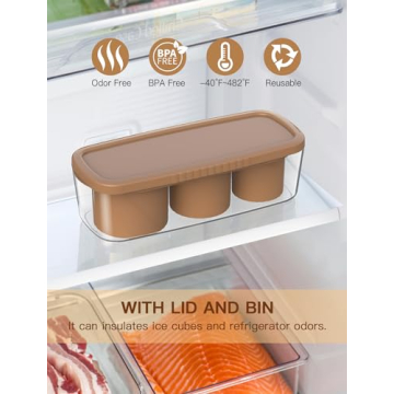 Ice Cube Tray for Tumbler Cup 30Oz-40Oz, 3 Pcs Silicone Cylinder Ice Mold with Lid and Bin for Freezer, Easy Fill and Release Ice Maker for Whiskey, Cocktail BPA-Free