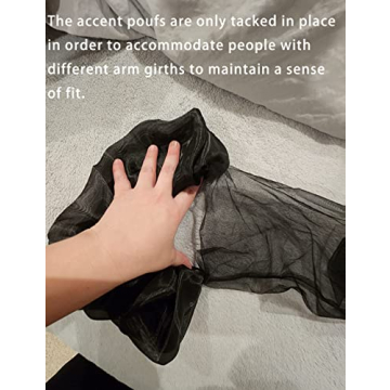 XXDingbs Super Puff Sheer Long Gloves Oversize Tulle Mesh Gloves for Cocktail Opera Party Gloves with Ruffle Long Sleeve Black