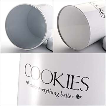 Yesland Vintage Farmhouse Cookies Jars with Lid, White Cute Cookie Container & Tins, Kitchen Food St...
