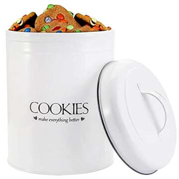 Yesland Vintage Farmhouse Cookies Jars with Lid, White Cute Cookie Container & Tins, Kitchen Food Storage Holder for Storage Cookies, Biscuits, Flour, Sugar, Coffee & Tea for Housewarming (5 L)