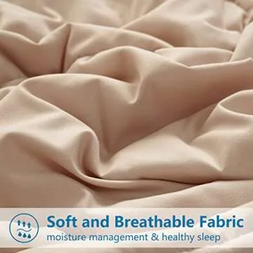 EASELAND All Season Queen Size Soft Quilted Down Alternative Comforter Reversible Duvet Insert with Corner Tabs,Winter Summer Warm Fluffy,Beige,88''x88''