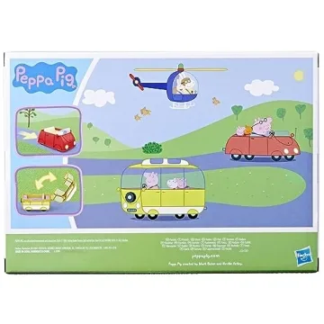 Peppa Pig Vehicle Playset for Kids - Helicopter, Camper, Car