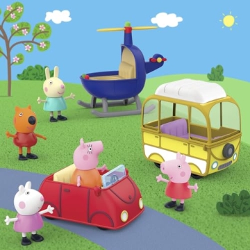 Peppa Pig Vehicle Playset for Kids - Helicopter, Camper, Car