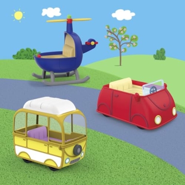 Peppa Pig Vehicle Playset for Kids - Helicopter, Camper, Car