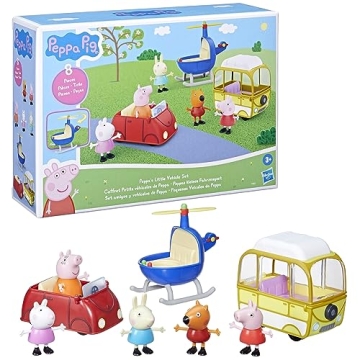 Peppa Pig Vehicle Playset for Kids - Helicopter, Camper, Car