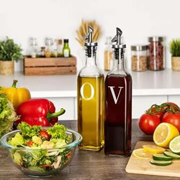GREENOLIVE Olive Oil and Vinegar Dispenser Set - Stylish & Practical