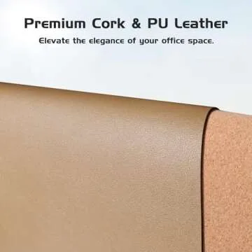 Aothia Dual-Sided Desk Pad - Leather Desk Mat, Natural Cork Desk Pad Protector, Large Mouse Pad for Desk, Waterproof Desk Blotter Pad, Desk Writing Pad for Office Work/Home, Apricot(35.4" x 15.7")