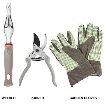NEIKO 61090A 8 Pc Garden Tool Set, Heavy Duty Gardening Tool Set for Home Garden Planting, Includes Gardening Tool Set Bag for Gardening, Hand Gardening Tools for Women and Men, Gardening Tool Kit,Grey and Red