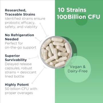 Designs for Health ProbioMed 100 - Probiotics for Digestive Health - 10 Strains with Lactobacillus A...