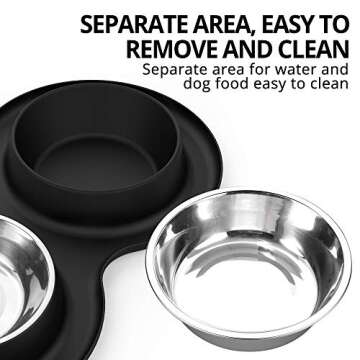 TRIPLE TREE Large Dog Bowls, with 2X 51 OZ Stainless Steel Pet Bowls for Food and Water,No Spill/Non...