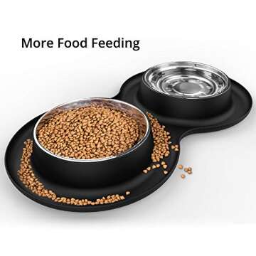 TRIPLE TREE Large Dog Bowls, with 2X 51 OZ Stainless Steel Pet Bowls for Food and Water,No Spill/Non-Skid Silicone Mat, for Feeding Dogs Cats and Pets