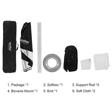 Godox 12"x 47" Honeycomb Grid Rectangular Softbox for Studio Flash Photography