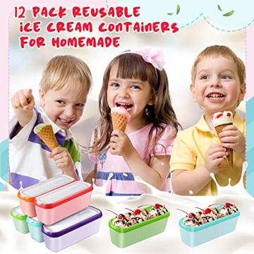 12 Pack Colorful Ice Cream Containers for Homemade Treats
