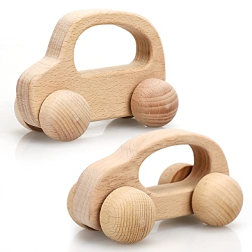 TOY Life Wooden Toys Cars, Montessori Toys for Babies 0-6-12 Months, Rattle Toy Baby Cars for Toddle...