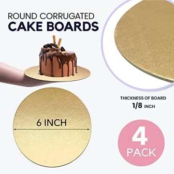 Deluxe Gold Cake Board Set - 6 to 12 Inch Sizes
